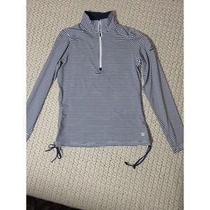 Straight Down Quarter Zip Women S Navy White Excellent Point O' Woods Striped